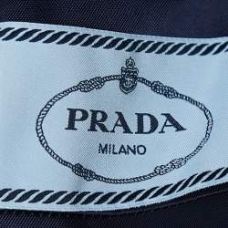 Pre Owned Prada Blue Denim Detachable Feather-Trim Collar Cropped Jacket S