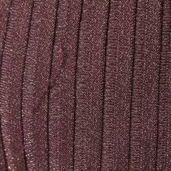 Pre Owned Prada Purple Lurex Stretch Rib Knit Midi Dress S