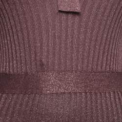 Pre Owned Prada Purple Lurex Stretch Rib Knit Midi Dress S