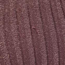 Pre Owned Prada Purple Lurex Stretch Rib Knit Midi Dress S