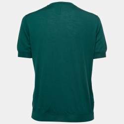 Pre Owned Prada Green Wool Knit Crew Neck Jumper S