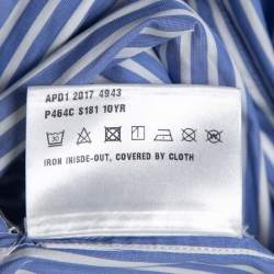 Pre Owned Prada Blue Striped Cotton Comic Printed Wrap Shirt M