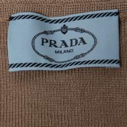 Prada Brown Cashmere & Silk Knit V-Neck Sweater L