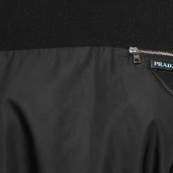 مملوكة مسبقًا Prada Black Knit & Nylon Logo Patch Sweatshirt S