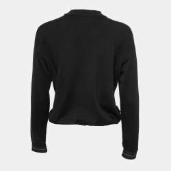 مملوكة مسبقًا Prada Black Knit & Nylon Logo Patch Sweatshirt S