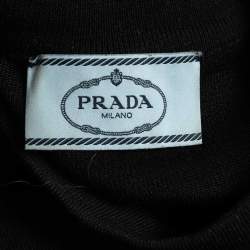 مملوكة مسبقًا Prada Black Knit & Nylon Logo Patch Sweatshirt S