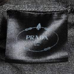 Prada Grey Knit Long Sleeve Open Back Sweater M