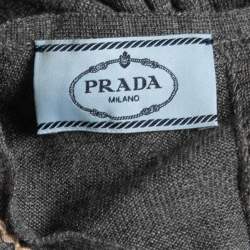 Prada Grey Knit Long Sleeve Open Back Sweater M