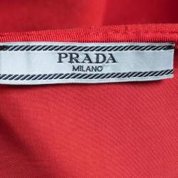 Prada Red Crepe Flared Mini Skirt S