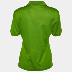 Pre Owned Prada Green Cotton Pique Polo T-Shirt L