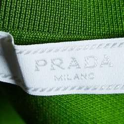 Pre Owned Prada Green Cotton Pique Polo T-Shirt L