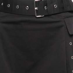 Prada Black Cotton Belted Pleated Skirt S