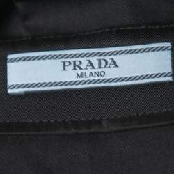Prada Black Cotton Belted Pleated Skirt S