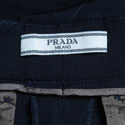 Pre Owned Prada Navy Blue Wool Slim Leg Trousers S