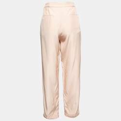 Pre Owned Prada Beige Synthetic Wide Leg Trousers M