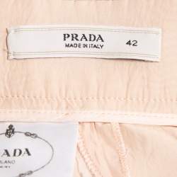 Pre Owned Prada Beige Synthetic Wide Leg Trousers M