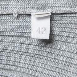Pre Owned Prada Grey Stretch Knit Crew Neck Sweater M