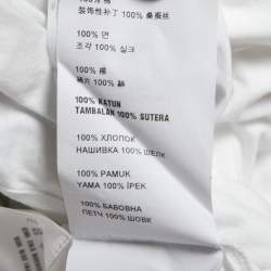 Pre Owned Prada White Flower Embroidered Cotton Half Sleeve T-Shirt S