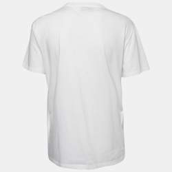 Pre Owned Prada White Flower Embroidered Cotton Half Sleeve T-Shirt S