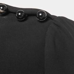 Prada Black Crepe Silk Long Sleeve Midi Dress S