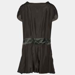 Pre Owned Prada Black Silk Contrast Detail Oversized Shift Dress M