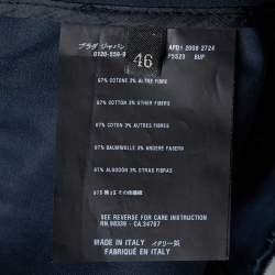 Prada Navy Blue Gabardine Draped Detail Hook Front Jacket L