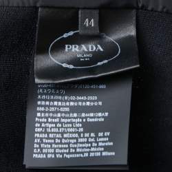 Prada Black Knit & Nylon Logo Patch Sweatshirt M