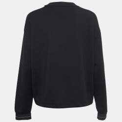Prada Black Knit & Nylon Logo Patch Sweatshirt M