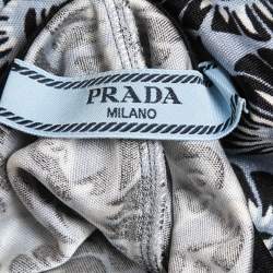 Pre Owned Prada Blue Printed Jersey Flared Pants L