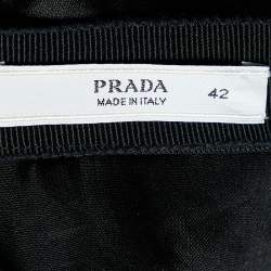 Pre Owned Prada Black Wool Crepe Cape Detail Mini Dress M