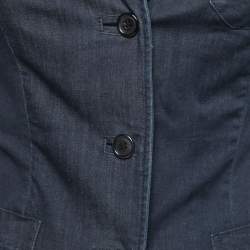 Prada Indigo Blue Stretch Chambray Blazer S