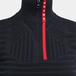 Prada Black Tech Rec Nylon Pique Sleeveless Cropped Top S