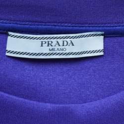 Prada Blue Jersey Rubber Logo Oversized T-Shirt L