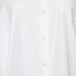 Pre Owned Prada White Cotton & Contrast Re-Nylon Long Oversized Shirt S