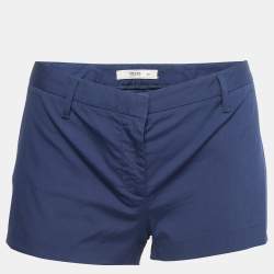 Prada Vintage Navy Blue Stretch Cotton Mini Shorts M