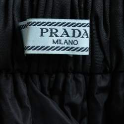 Prada Black Nylon Elasticized Waist Flared Knee Length Skirt S