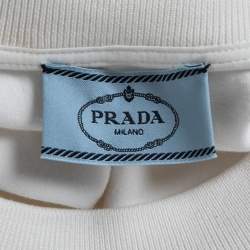 Prada White Logo Patterned Cotton Blend Knit T-Shirt Shorts Set S/L