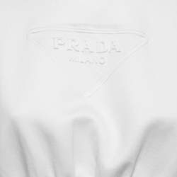 Prada White Logo Patterned Cotton Blend Knit T-Shirt Shorts Set S/L