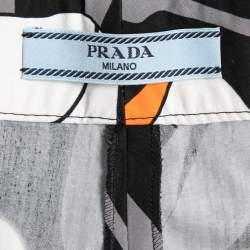 Prada Multicolor Printed Cotton Wide-Leg Trousers S