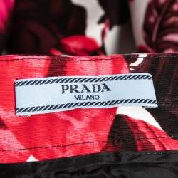 Prada Pink Floral Printed Cotton A-Line Midi Skirt S
