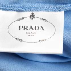 Pre Owned Prada Blue Cotton Crew Neck Half Sleeve T-Shirt L