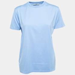 Pre Owned Prada Blue Cotton Crew Neck Half Sleeve T-Shirt L
