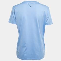 Pre Owned Prada Blue Cotton Crew Neck Half Sleeve T-Shirt L