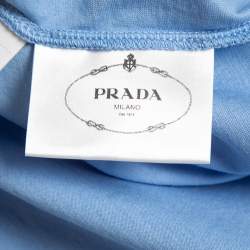 Pre Owned Prada Blue Cotton Crew Neck Half Sleeve T-Shirt L