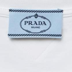 Prada White Cotton Crew Neck Half Sleeve T-Shirt S