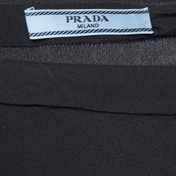 Pre Owned Prada Black Silk Crystals Embellished Sleeve Detailed Blouse S