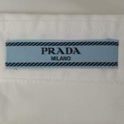 Pre Owned Prada Off White Stretch Cotton Button Front Full Sleeve Shirt S