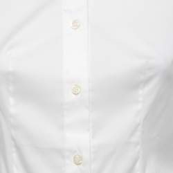 Pre Owned Prada Off White Stretch Cotton Button Front Full Sleeve Shirt S