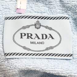 Pre Owned Prada Blue Terry Cotton Logo Detail Sweatshirt Shorts Set S