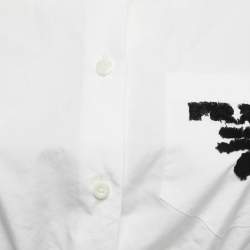 Pre Owned Prada White Cotton Logo Embroidered Cropped Shirt S